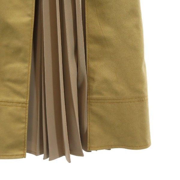 未使用 Mystrada マイストラーダ ロング丈 切替 プリーツ トレンチスカート 38 カーキ系 バックジップ レディース