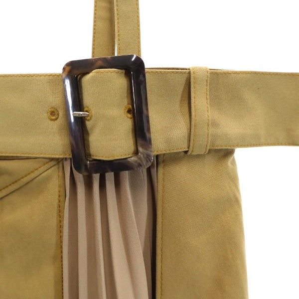 未使用 Mystrada マイストラーダ ロング丈 切替 プリーツ トレンチスカート 38 カーキ系 バックジップ レディース