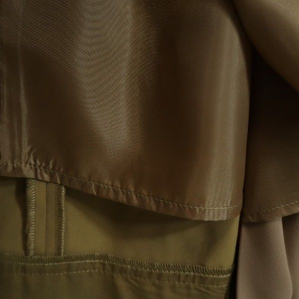 未使用 Mystrada マイストラーダ ロング丈 切替 プリーツ トレンチスカート 38 カーキ系 バックジップ レディース