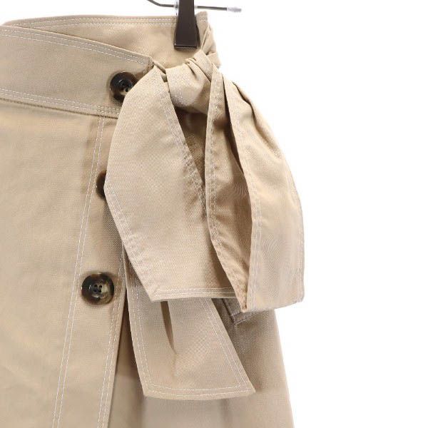 未使用 Rirandture リランドチュール ラップスカート風キュロット ショートパンツ 0 ベージュ系 バックジップ ウエストリボン レディース