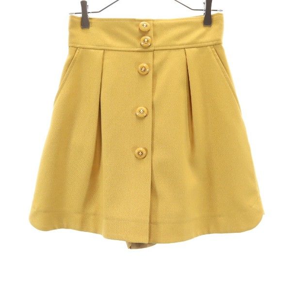 未使用 Rirandture リランドチュール キュロット ショートパンツ 2 マスタード フロントボタン バックジップ レディース