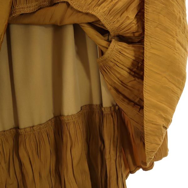 未使用 ナノユニバース ミモレ丈 ティアードスカート 36 マスタード nano universe レディース