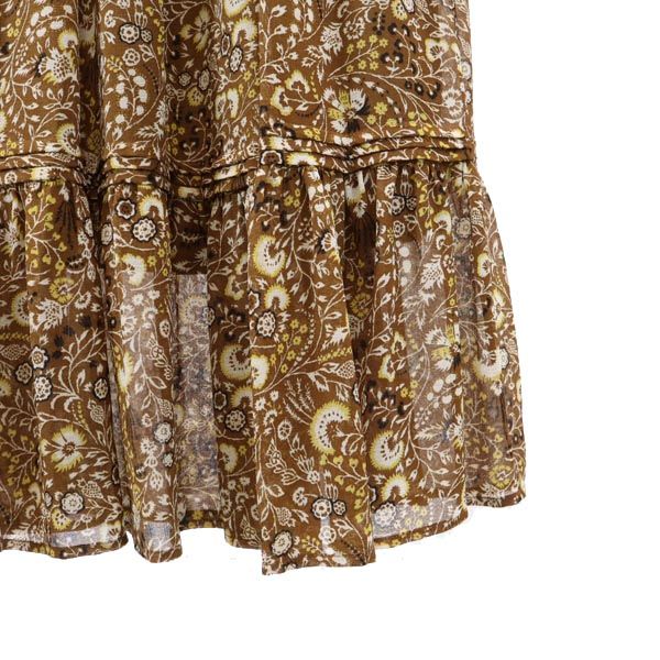 未使用 nano universe ナノユニバース 総柄 ロングスカート 36 ブラウン系 レディース