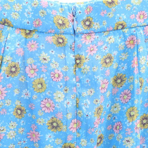 未使用 ティティーアンドコー 花柄 ミディ丈 シアフラワー タイトスカート M ライトブルー titty&co レディース