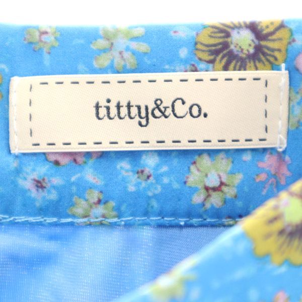 未使用 ティティーアンドコー 花柄 ミディ丈 シアフラワー タイトスカート M ライトブルー titty&co レディース