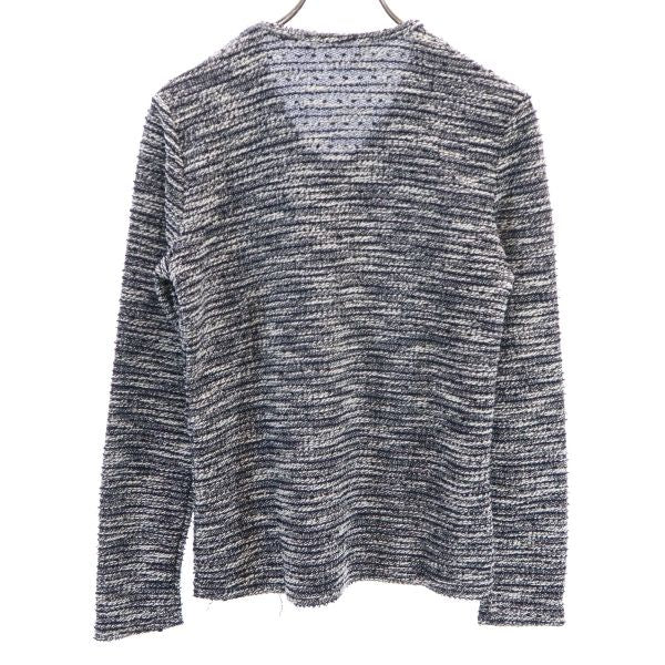 総柄 長袖 Vネック セーター L 紺×白 タグカット品 メンズ