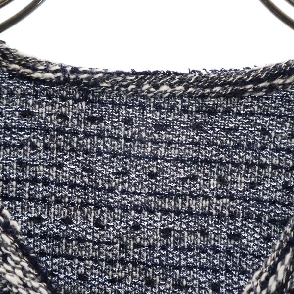 総柄 長袖 Vネック セーター L 紺×白 タグカット品 メンズ