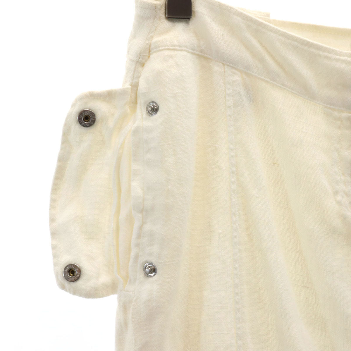 VERSACE JEANS SIGNATURE ヴェルサーチ ジーンズ シグネチャー イタリア製 リネン ミモレ丈 タイトスカート 38 アイボリー レディース