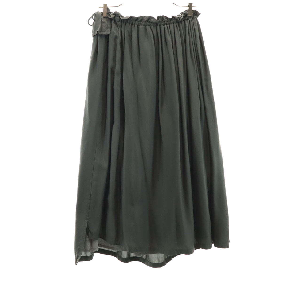 Y's ワイズ 日本製 ロング丈 ギャザースカート 2 チャコールカーキ ヨウジヤマモト レディース