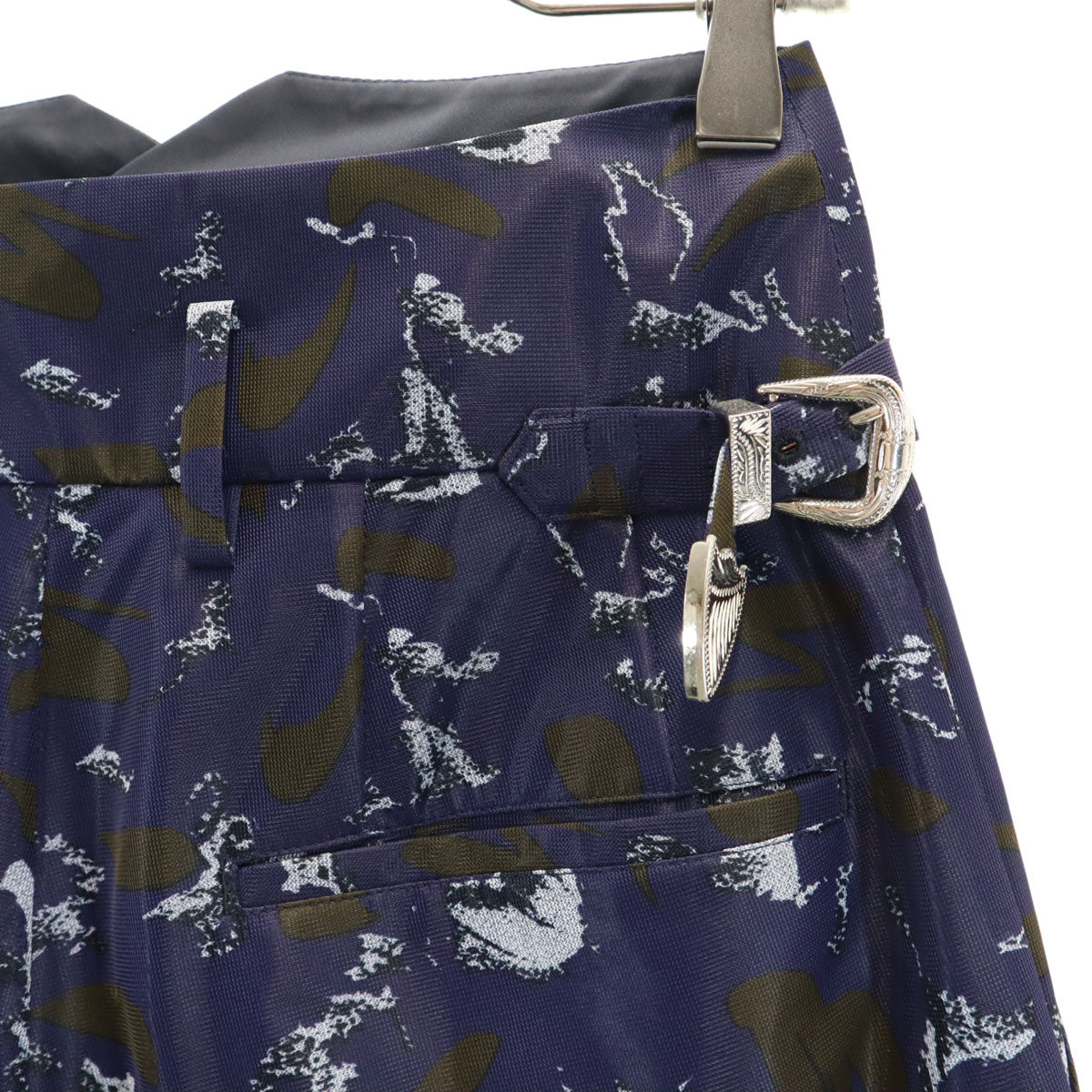 TOGA PULLA トーガプルラ 日本製 総柄 ハイウエスト ショートパンツ 34 ネイビー レディース