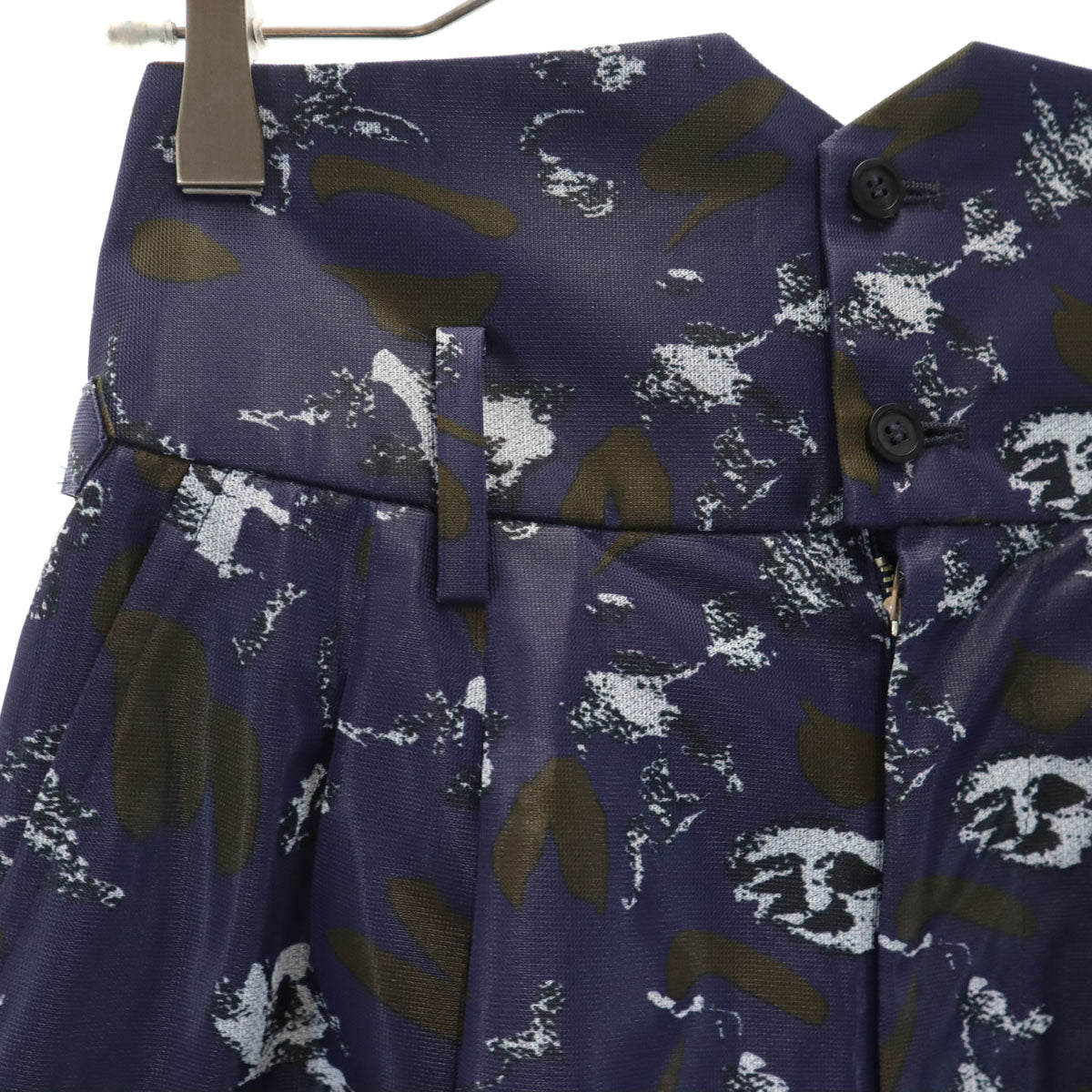 TOGA PULLA トーガプルラ 日本製 総柄 ハイウエスト ショートパンツ 34 ネイビー レディース