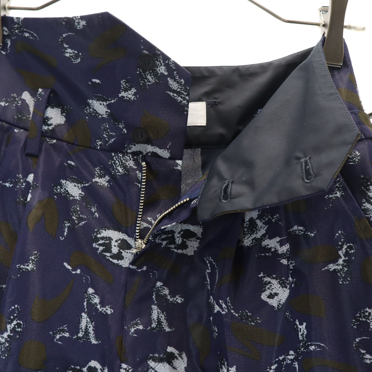 TOGA PULLA トーガプルラ 日本製 総柄 ハイウエスト ショートパンツ 34 ネイビー レディース