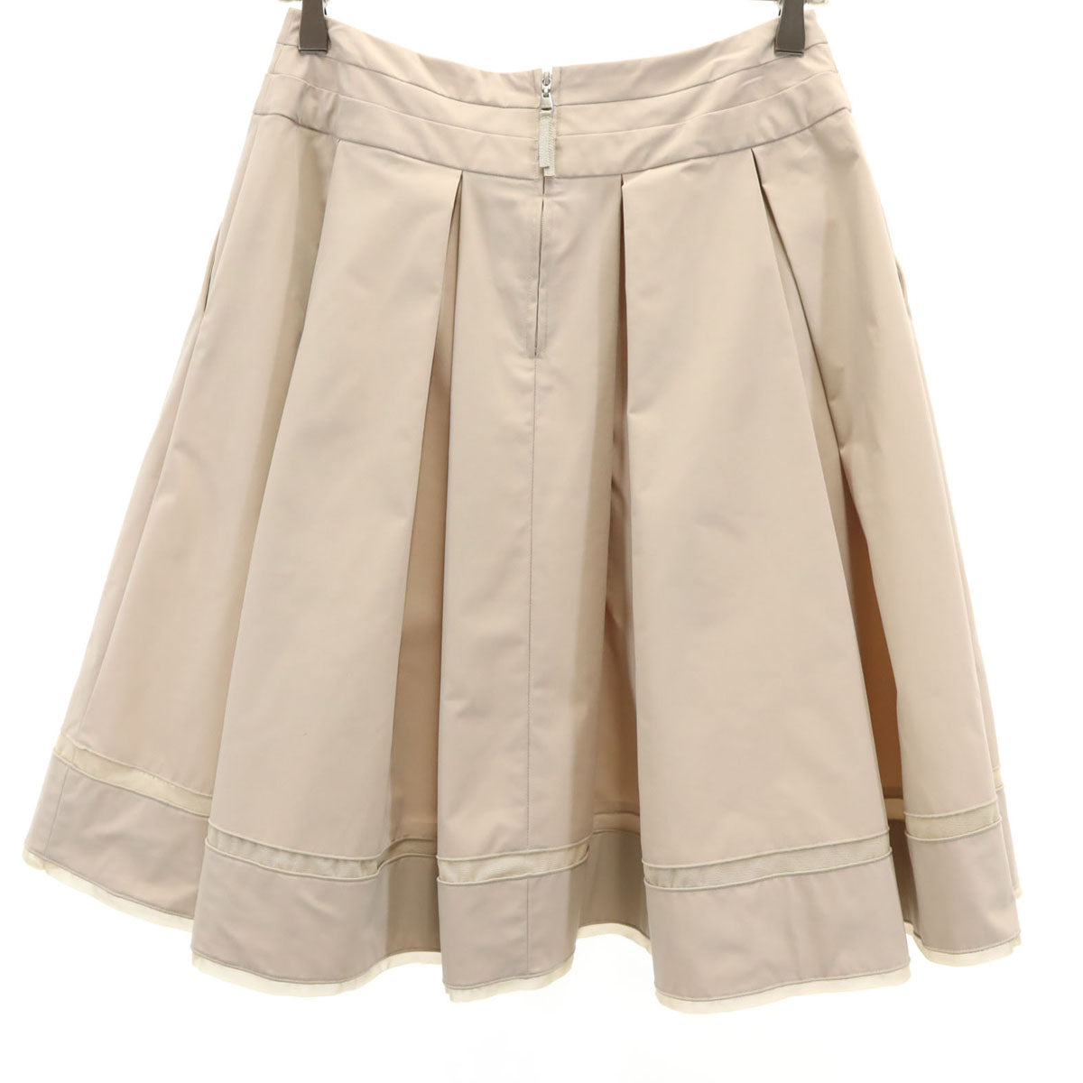 FOXEY NEW YORK フォクシーニューヨーク 日本製 ミディ丈 ボックス プリーツスカート 40 グレージュ レディース