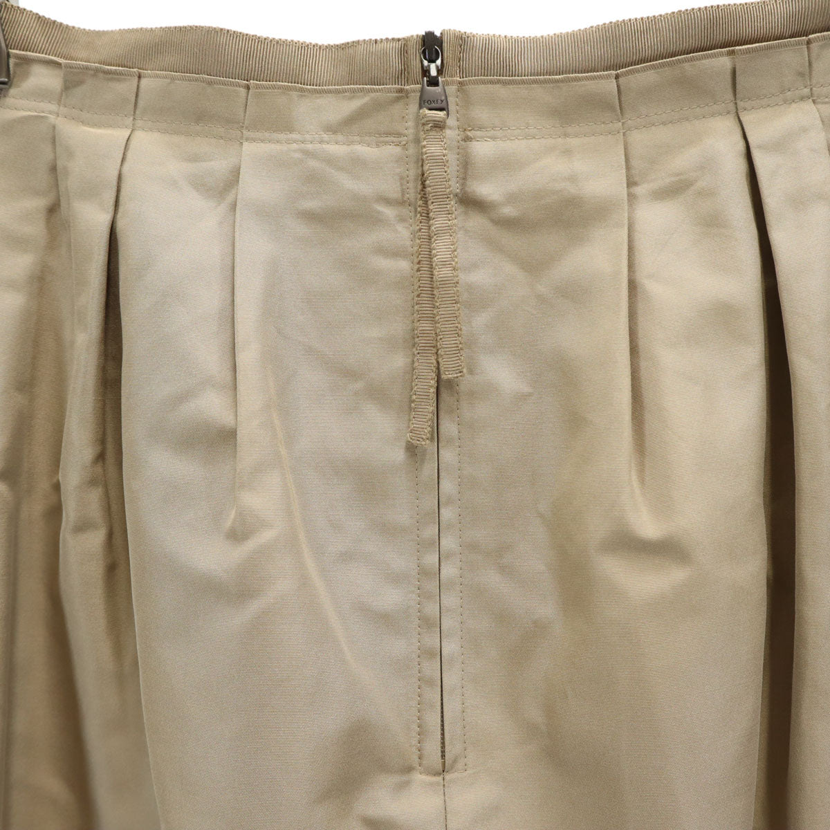 FOXEY フォクシー 日本製 シルク ミディスカート 42 アッシュベージュ レディース