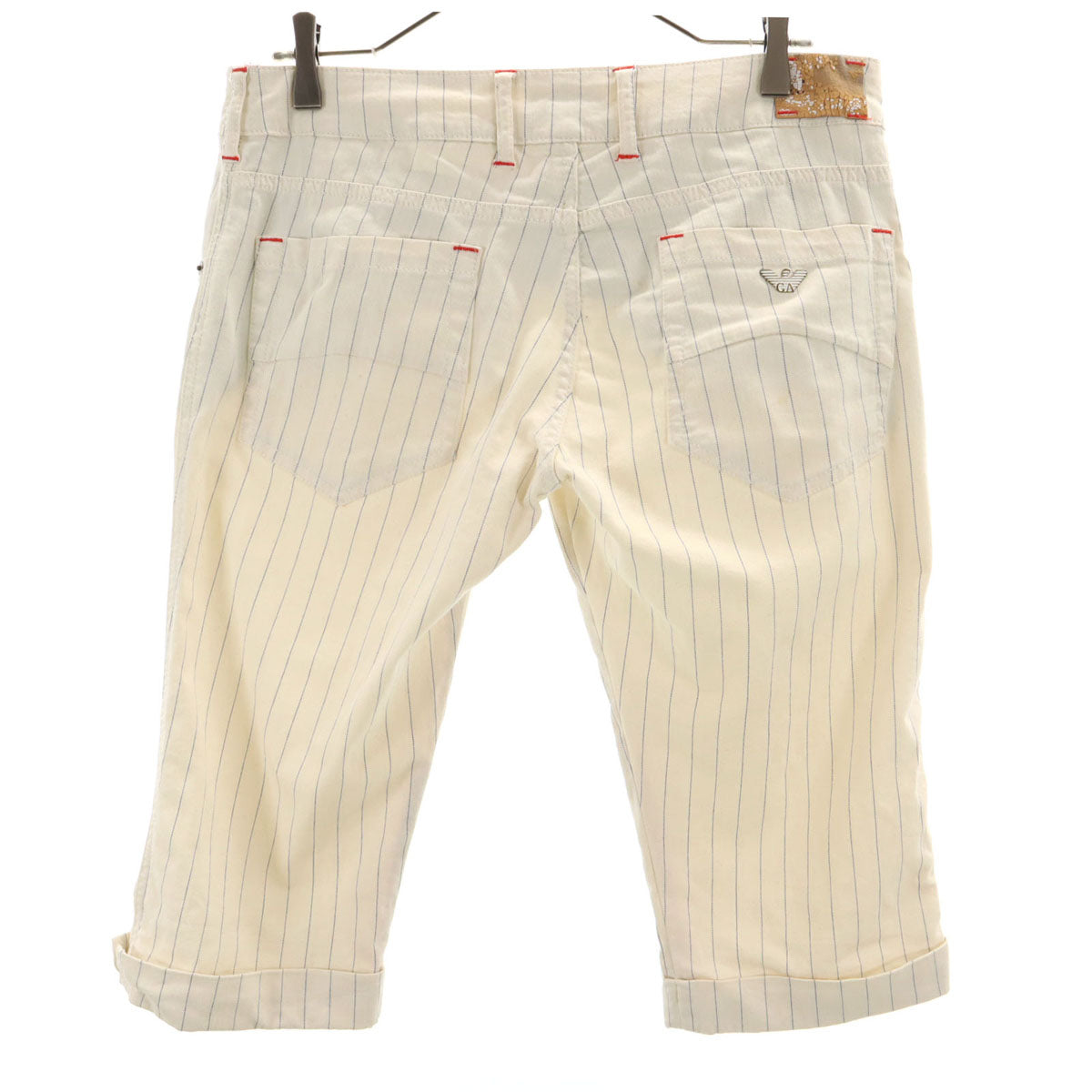 ARMANI JEANS アルマーニジーンズ ストライプ柄 ハーフパンツ W30 クリーム色 ストレッチ メンズ