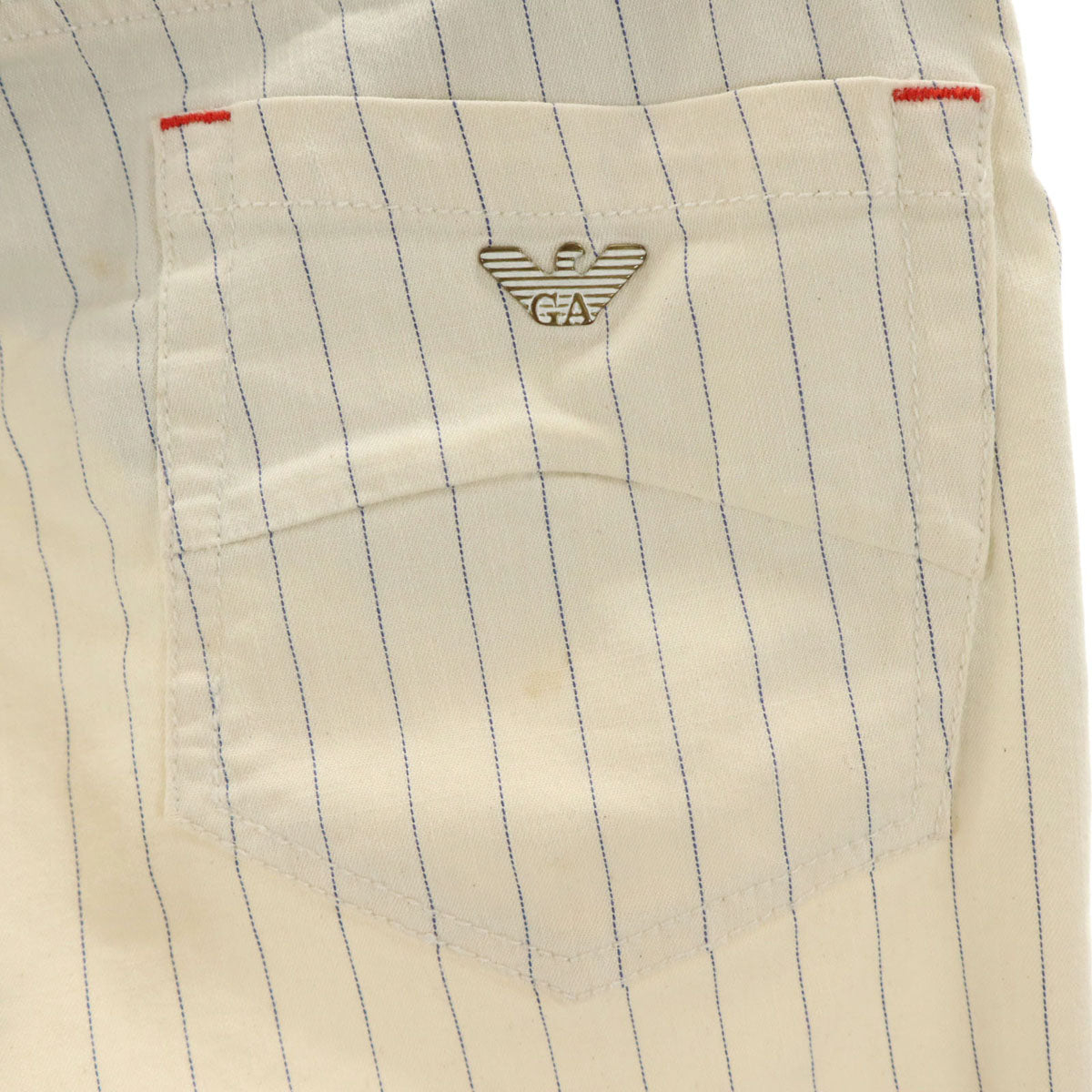 ARMANI JEANS アルマーニジーンズ ストライプ柄 ハーフパンツ W30 クリーム色 ストレッチ メンズ