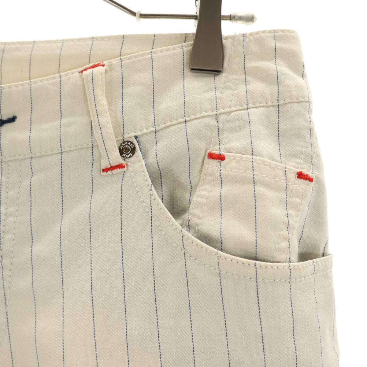 ARMANI JEANS アルマーニジーンズ ストライプ柄 ハーフパンツ W30 クリーム色 ストレッチ メンズ