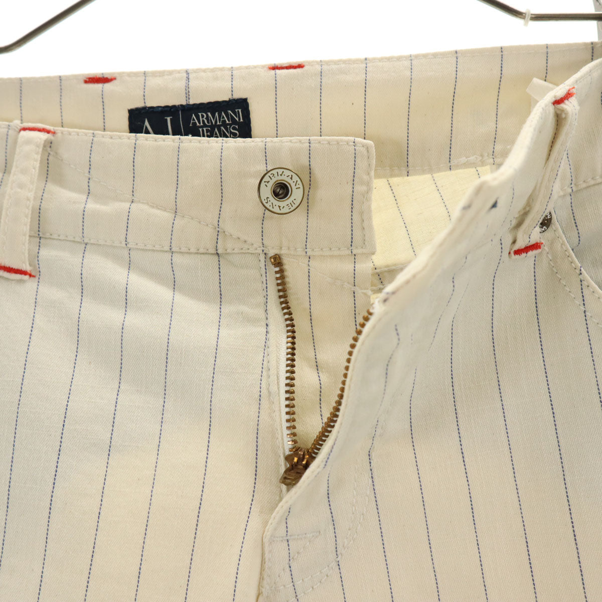 ARMANI JEANS アルマーニジーンズ ストライプ柄 ハーフパンツ W30 クリーム色 ストレッチ メンズ