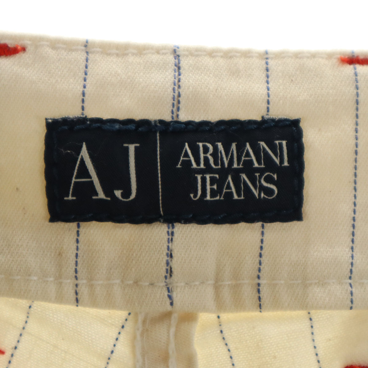 ARMANI JEANS アルマーニジーンズ ストライプ柄 ハーフパンツ W30 クリーム色 ストレッチ メンズ