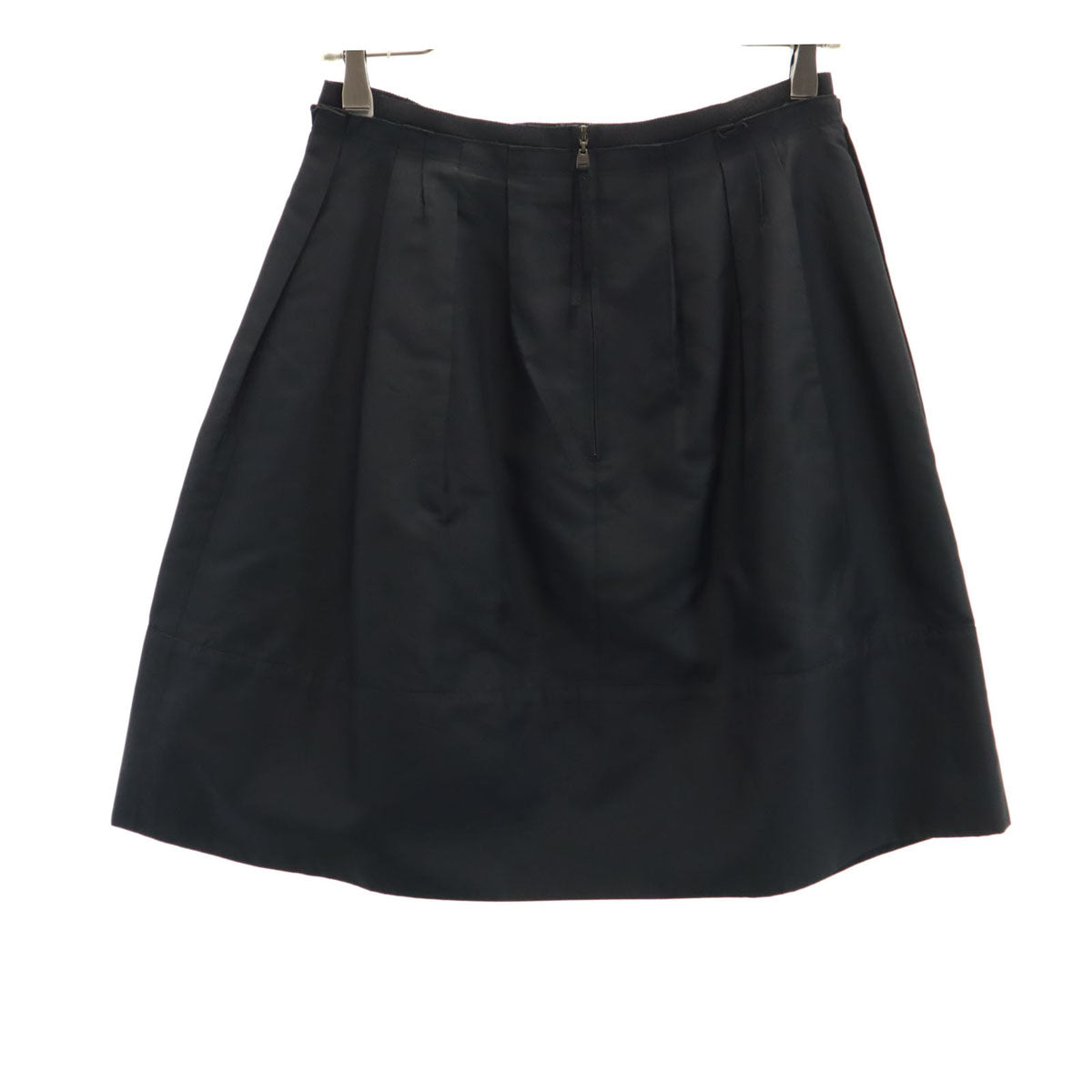 FOXEY フォクシー 日本製 シルク ミディ丈 フレアタック スカート 38 ブラック レディース