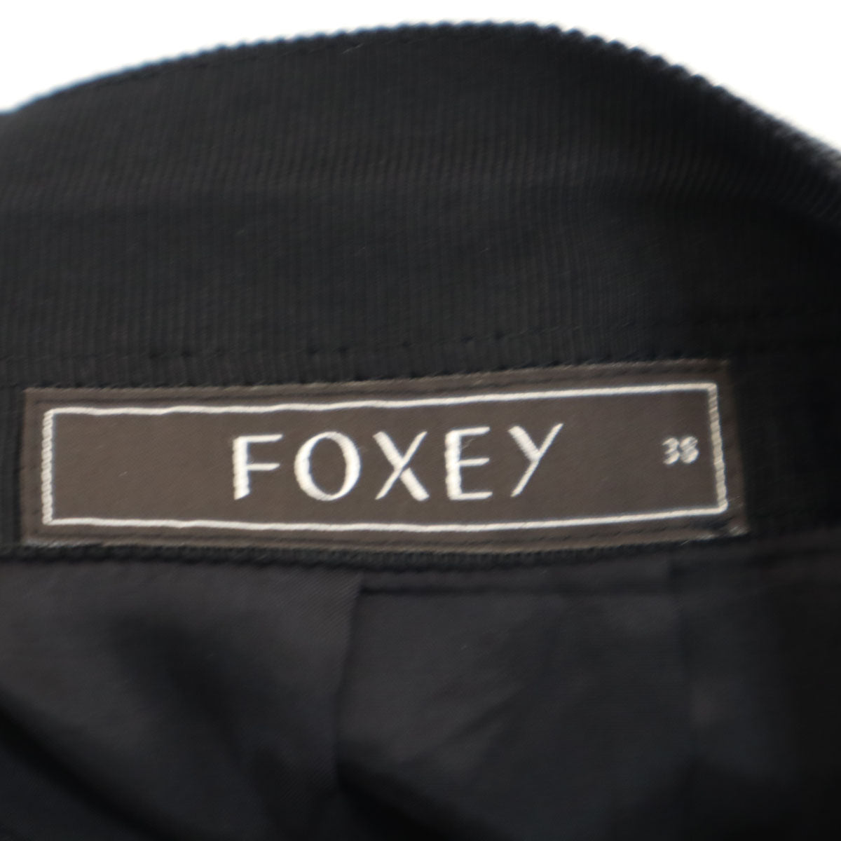 FOXEY フォクシー 日本製 シルク ミディ丈 フレアタック スカート 38 ブラック レディース