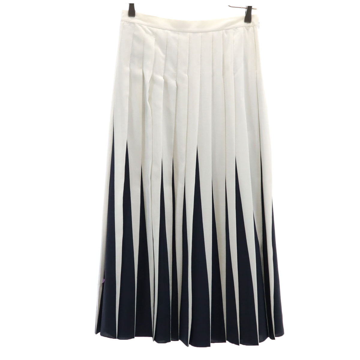 VALENTINO ヴァレンティノ イタリア製 ロング丈 バイカラー プリーツスカート 38 オフホワイト レディース