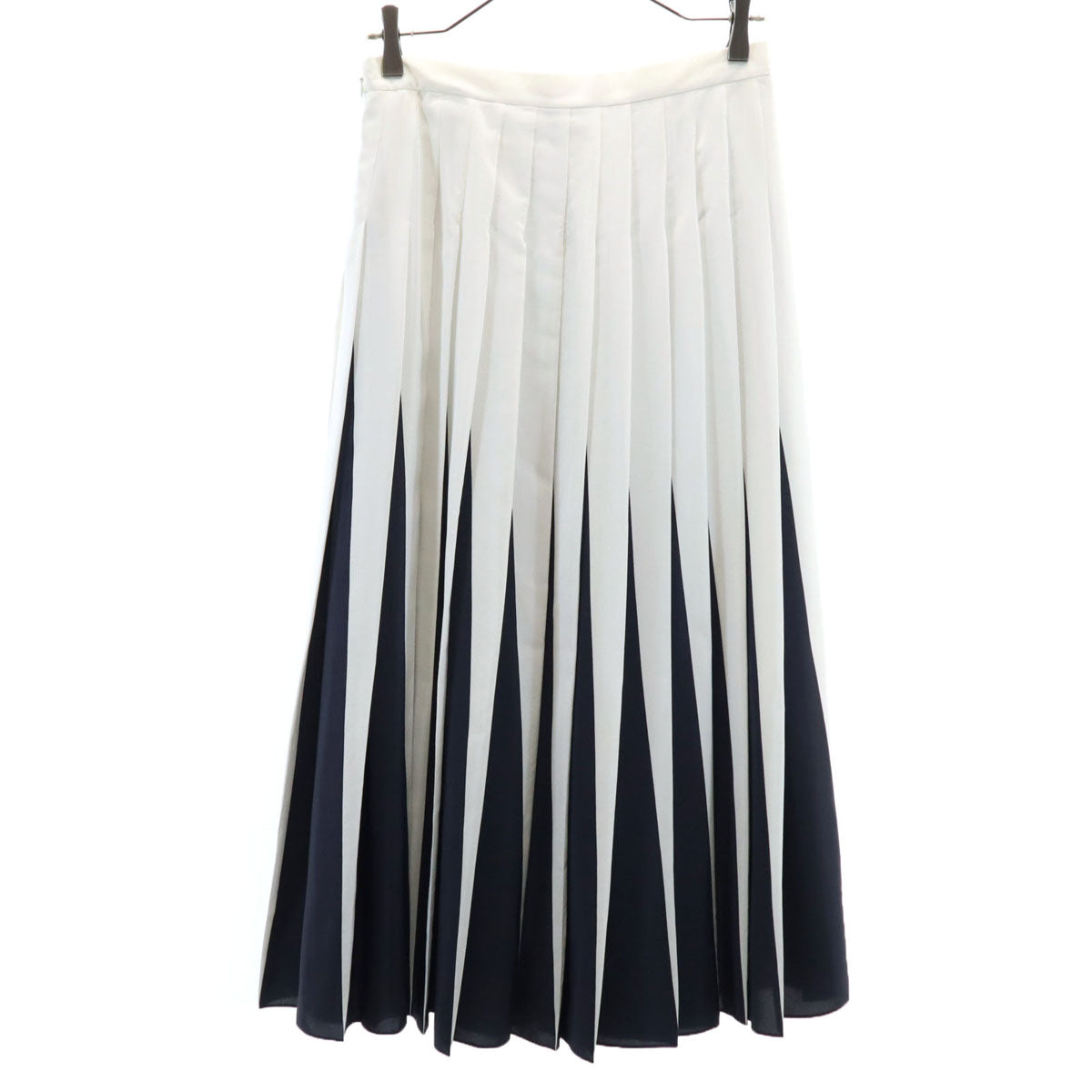 VALENTINO ヴァレンティノ イタリア製 ロング丈 バイカラー プリーツスカート 38 オフホワイト レディース