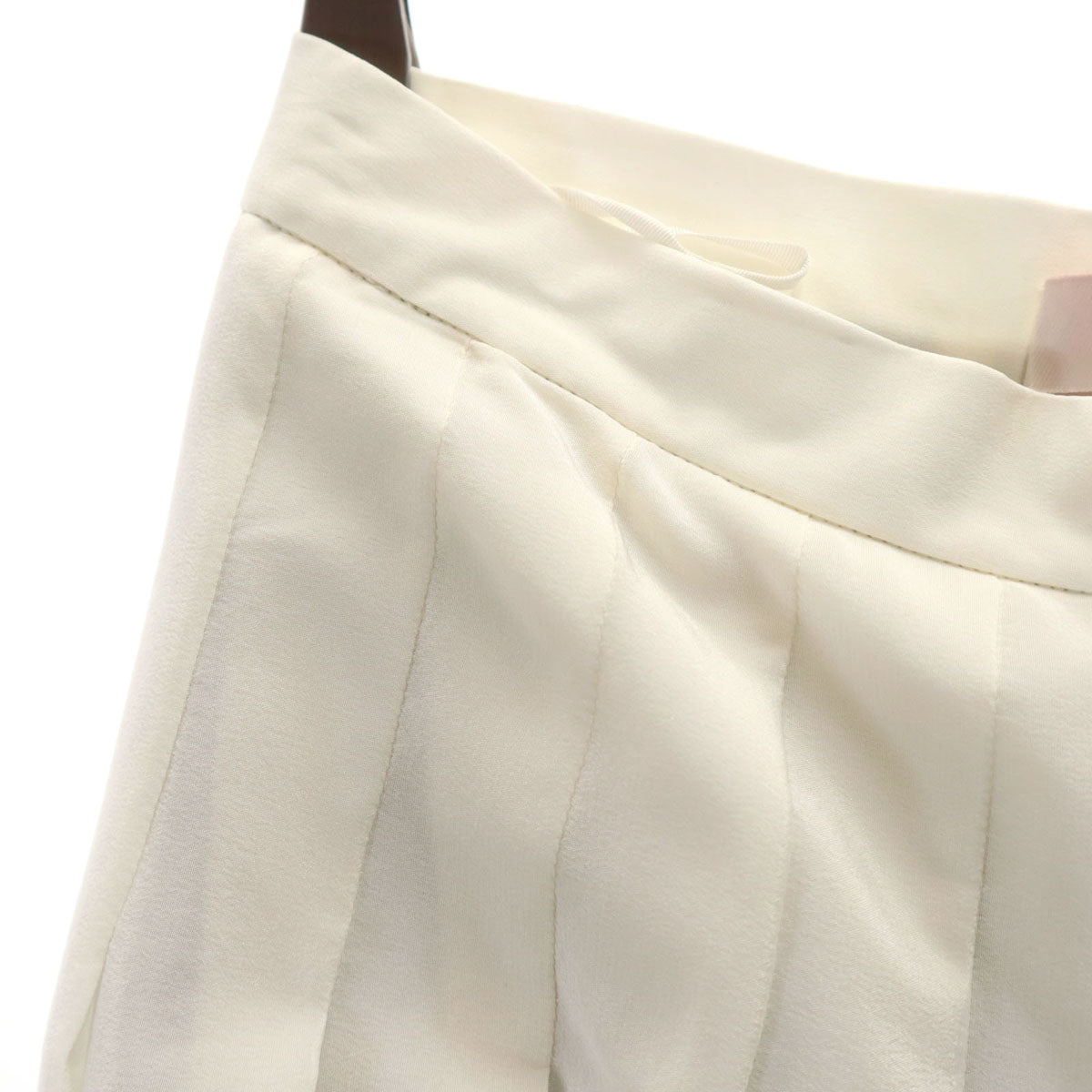 VALENTINO ヴァレンティノ イタリア製 ロング丈 バイカラー プリーツスカート 38 オフホワイト レディース