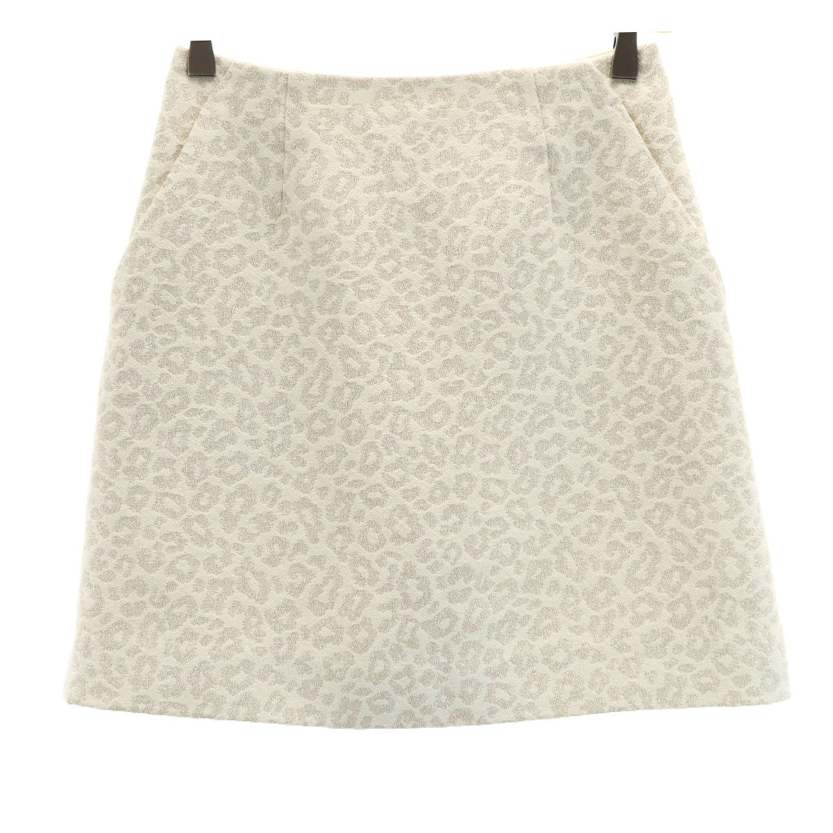 Ray Beams レイビームス レオパード柄 ジャガード ミニスカート 0 アイボリー ヒョウ柄 レディース