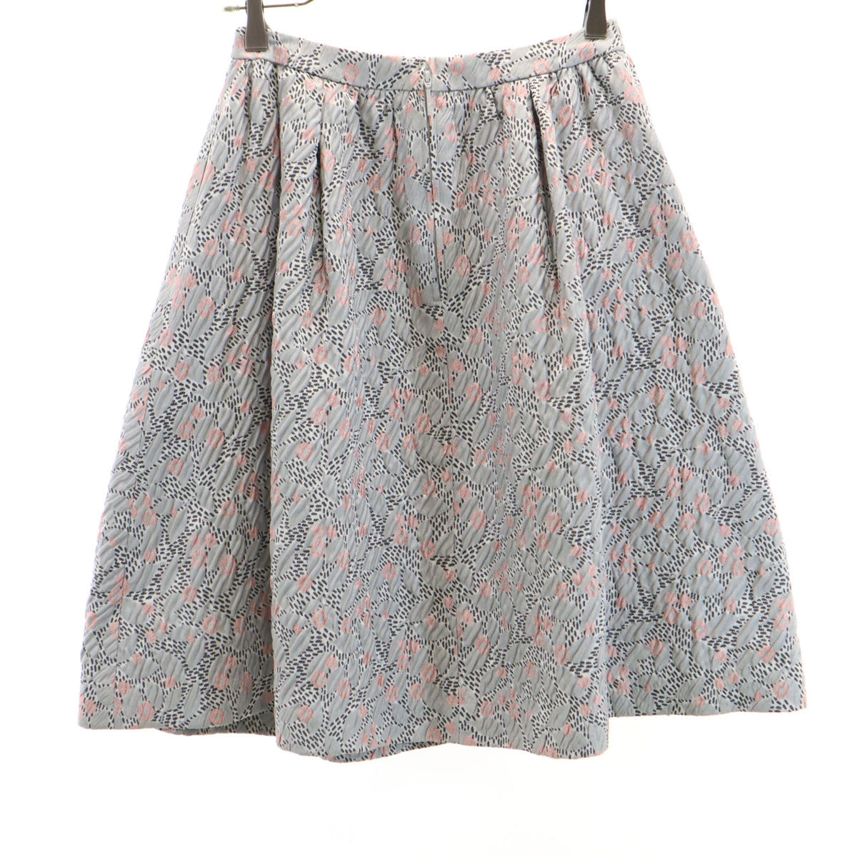 Rene ルネ 日本製 総柄 ミディ丈 TISSUE社 ジャガード フレアスカート 34 グレー レディース