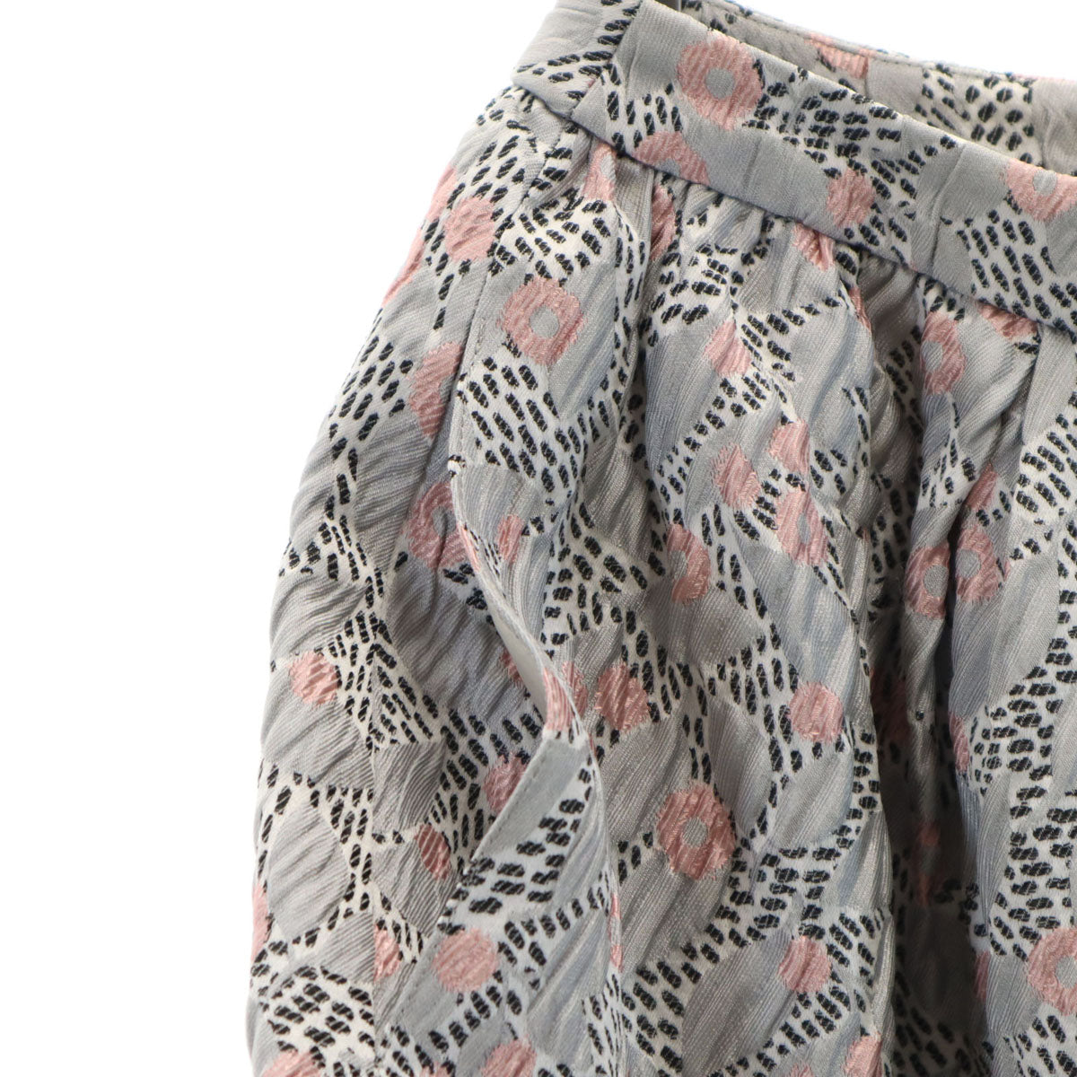 Rene ルネ 日本製 総柄 ミディ丈 TISSUE社 ジャガード フレアスカート 34 グレー レディース
