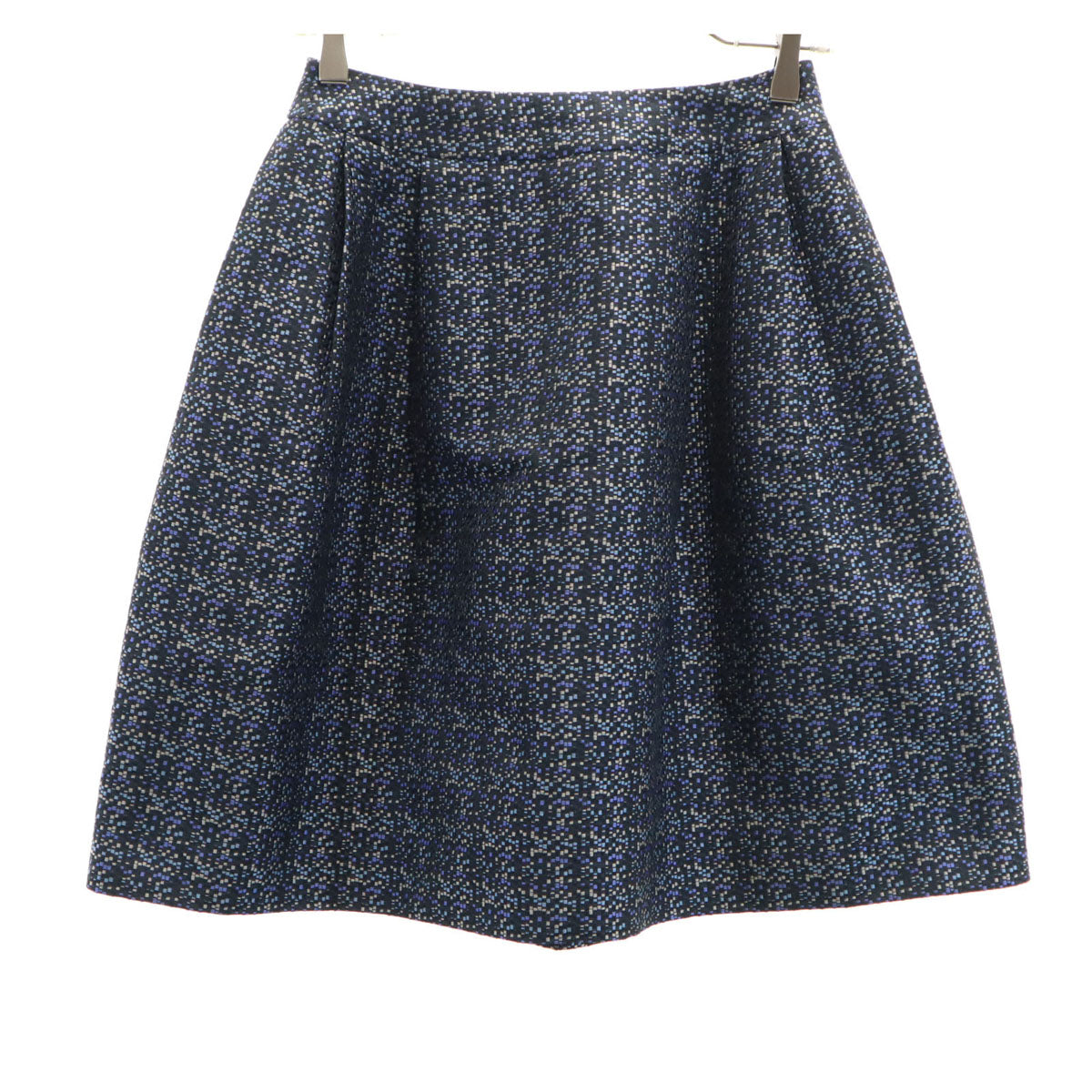Rene ルネ 日本製 総柄 ミディ丈 TISSUE社 ジャガード フレアスカート 34 ネイビー レディース