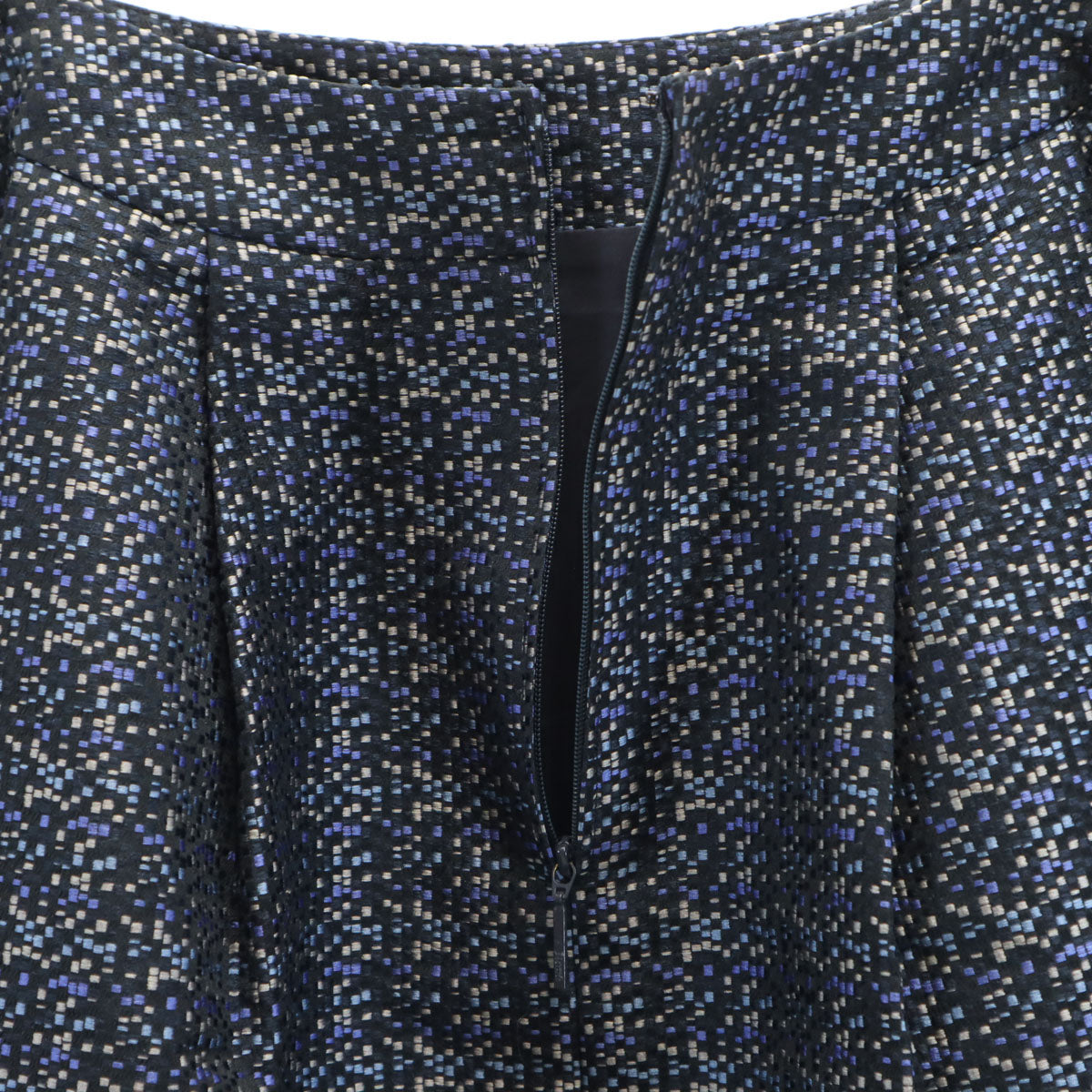 Rene ルネ 日本製 総柄 ミディ丈 TISSUE社 ジャガード フレアスカート 34 ネイビー レディース