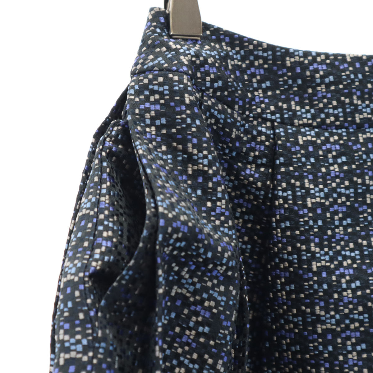 Rene ルネ 日本製 総柄 ミディ丈 TISSUE社 ジャガード フレアスカート 34 ネイビー レディース