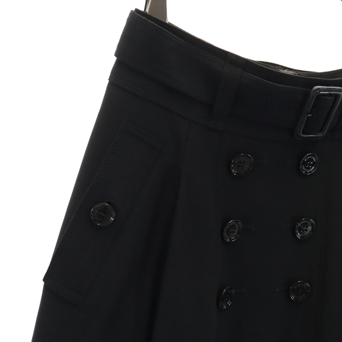 BURBERRY LONDON バーバリーロンドン 日本製 ミディ丈 トレンチ スカート 36 ブラック 三陽商会 レディース