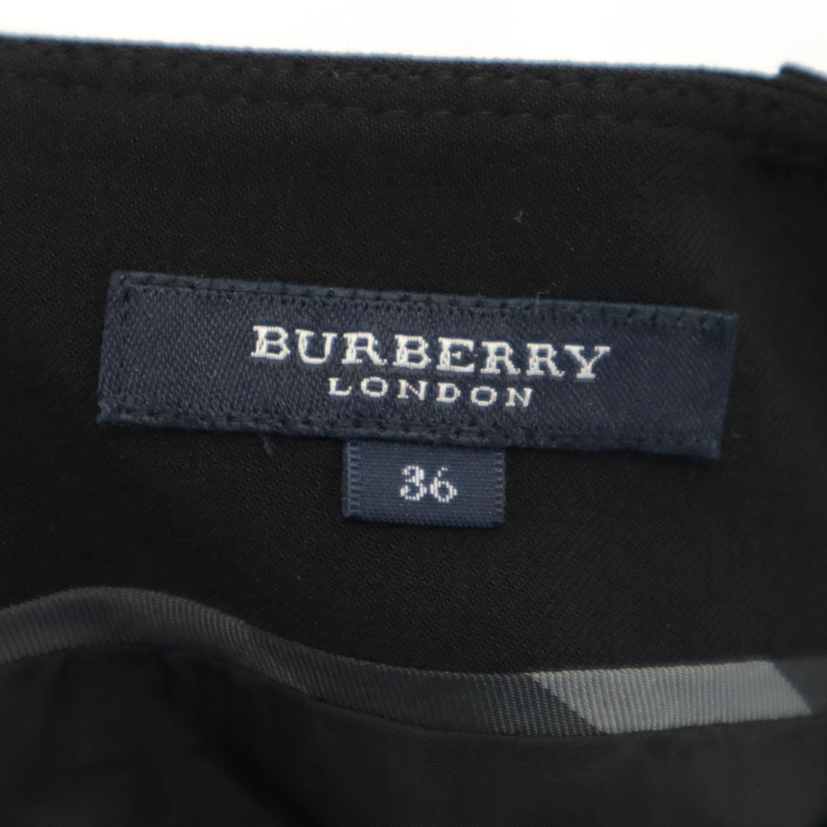 BURBERRY LONDON バーバリーロンドン 日本製 ミディ丈 トレンチ スカート 36 ブラック 三陽商会 レディース
