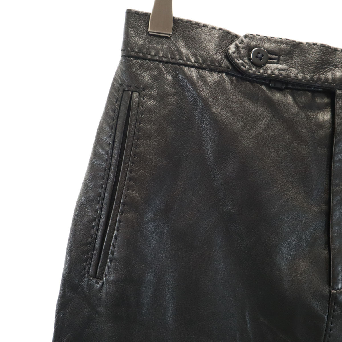 RALPH LAUREN COLLECTION ラルフローレン コレクション USA製 パープルレーベル ミディ丈 レザー タイトスカート 2 ブラック レディース