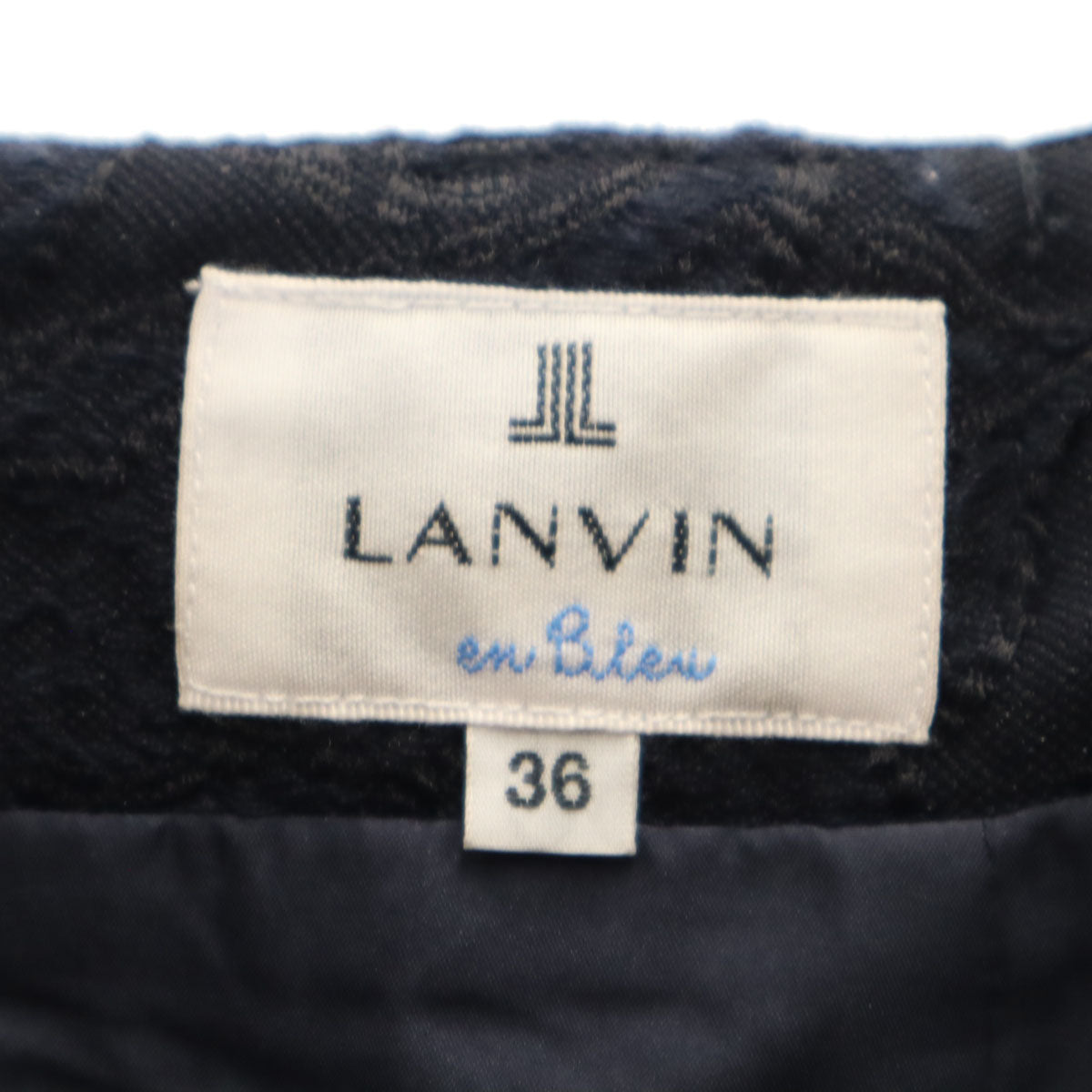 LANVIN en Bleu ランバンオンブルー リーフ柄 ロングスカート 36 ネイビー レディース