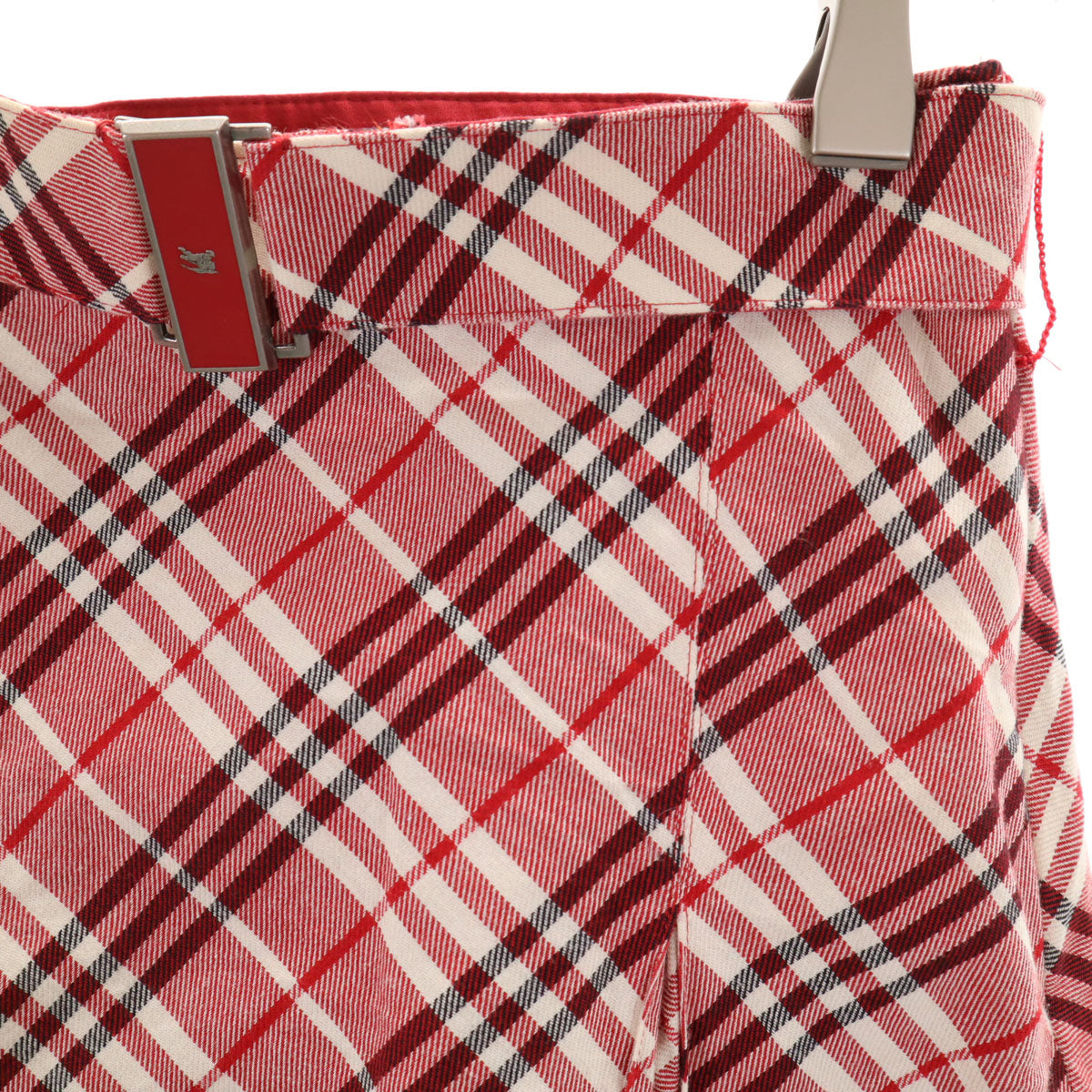 BURBERRY LONDON BLUE LABEL バーバリー ロンドン ブルーレーベル チェック柄 ミモレ丈 ボックス プリーツスカート 36 レッド 三陽商会 レディース