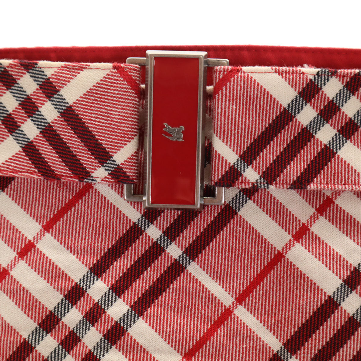 BURBERRY LONDON BLUE LABEL バーバリー ロンドン ブルーレーベル チェック柄 ミモレ丈 ボックス プリーツスカート 36 レッド 三陽商会 レディース