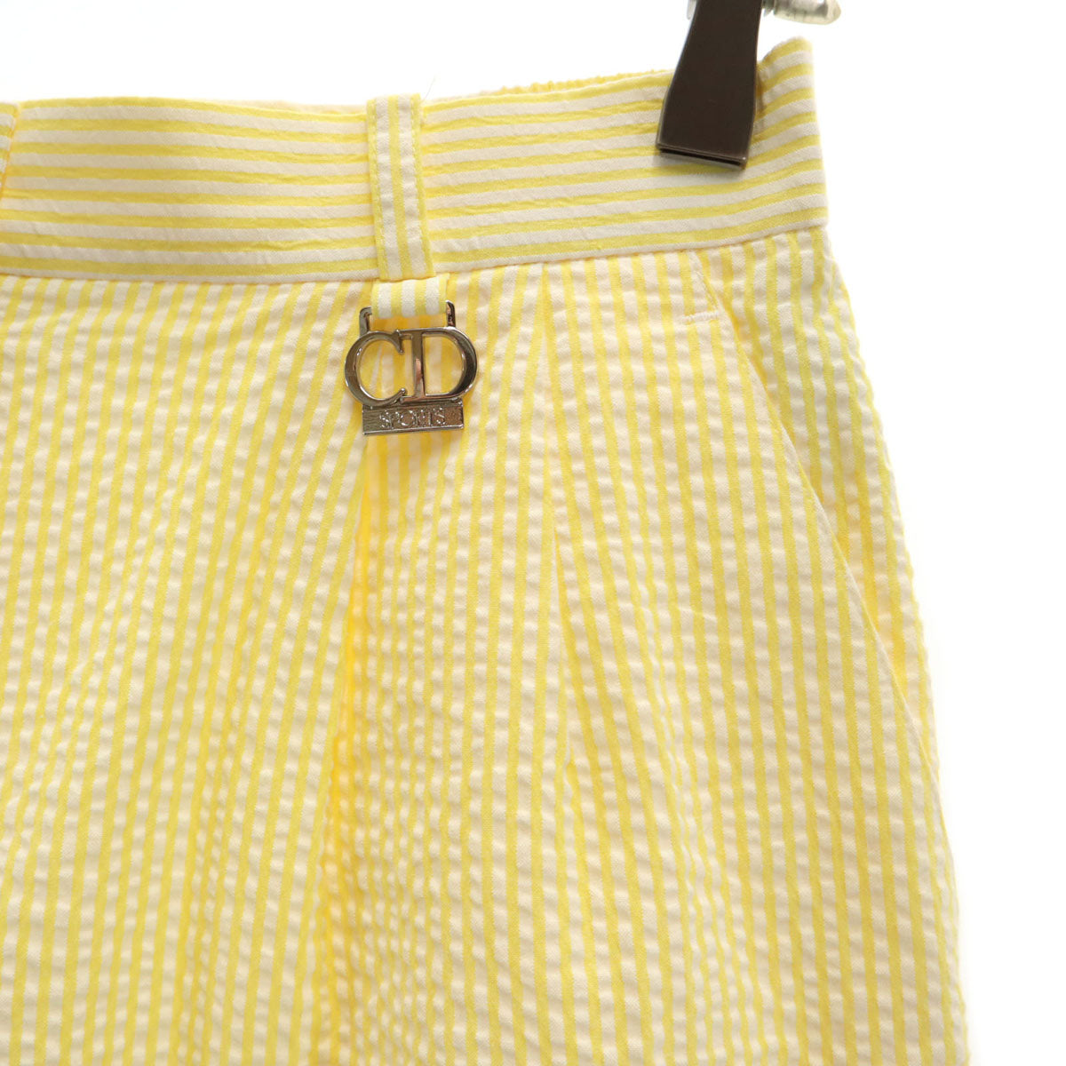 Christian Dior SPORTS クリスチャンディオールスポーツ 90s オールド ストライプ柄 シアサッカー ショートパンツ L イエロー レディース