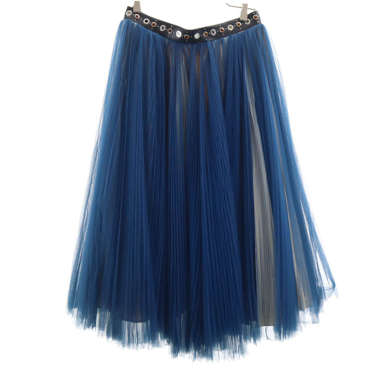 UNDERCOVER アンダーカバー 日本製 ウールブレンド ミモレ丈 巻き プリーツスカート F ブルー系 チュール レディース