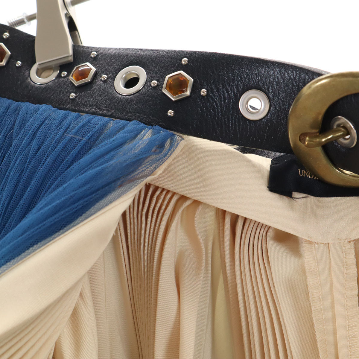 UNDERCOVER アンダーカバー 日本製 ウールブレンド ミモレ丈 巻き プリーツスカート F ブルー系 チュール レディース