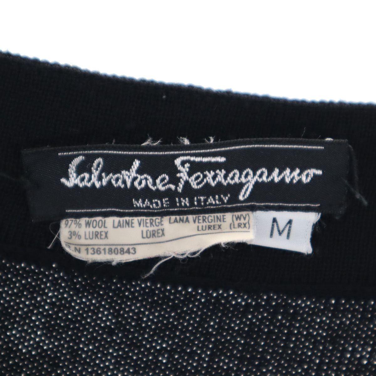 Salvatore Ferragamo サルヴァトーレフェラガモ 90s ウールブレンド オールド ミディ丈 ニット スカート M ブラック系 レディース