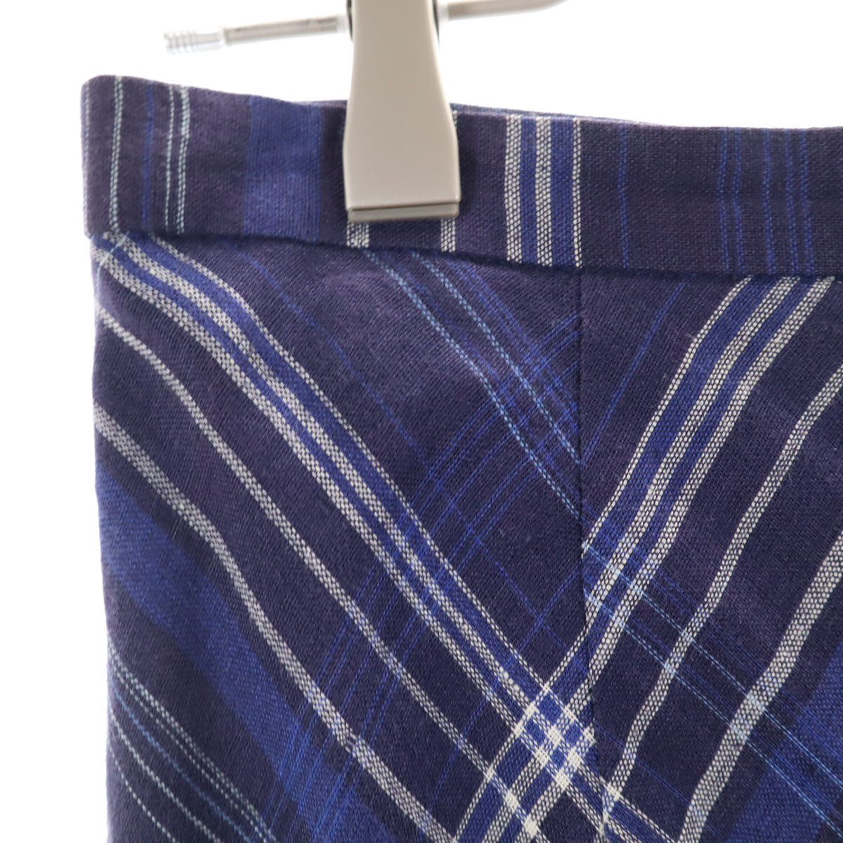 Burberrys バーバリーズ 90s リネン オールド チェック柄 ミディスカート 40 ネイビー 三陽商会 レディース