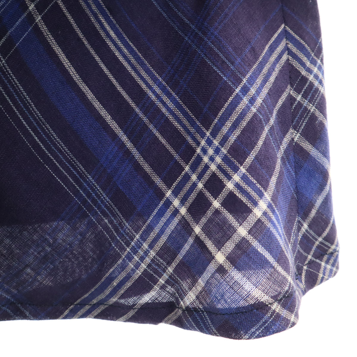 Burberrys バーバリーズ 90s リネン オールド チェック柄 ミディスカート 40 ネイビー 三陽商会 レディース