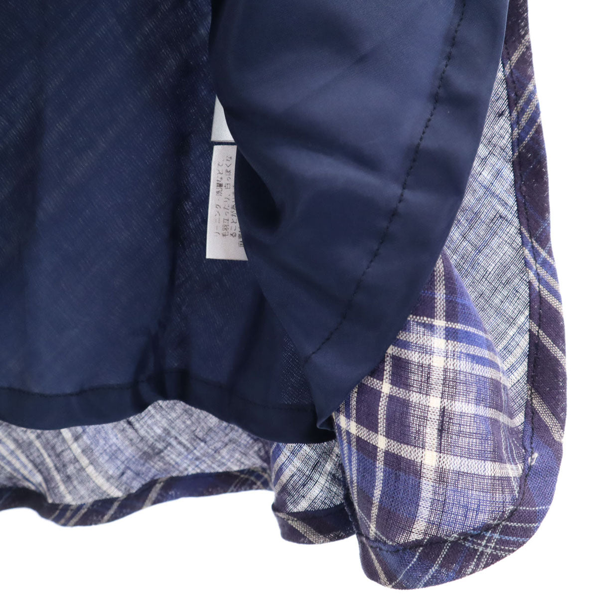 Burberrys バーバリーズ 90s リネン オールド チェック柄 ミディスカート 40 ネイビー 三陽商会 レディース