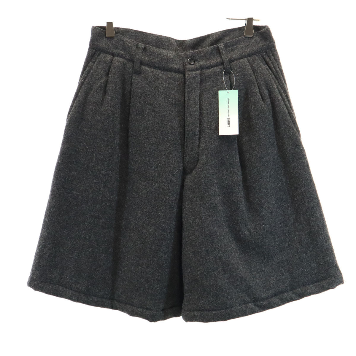 未使用 COMME des GARCONS SHIRT コムデギャルソンシャツ フランス製 ウール ショートパンツ S グレー 中綿 メンズ