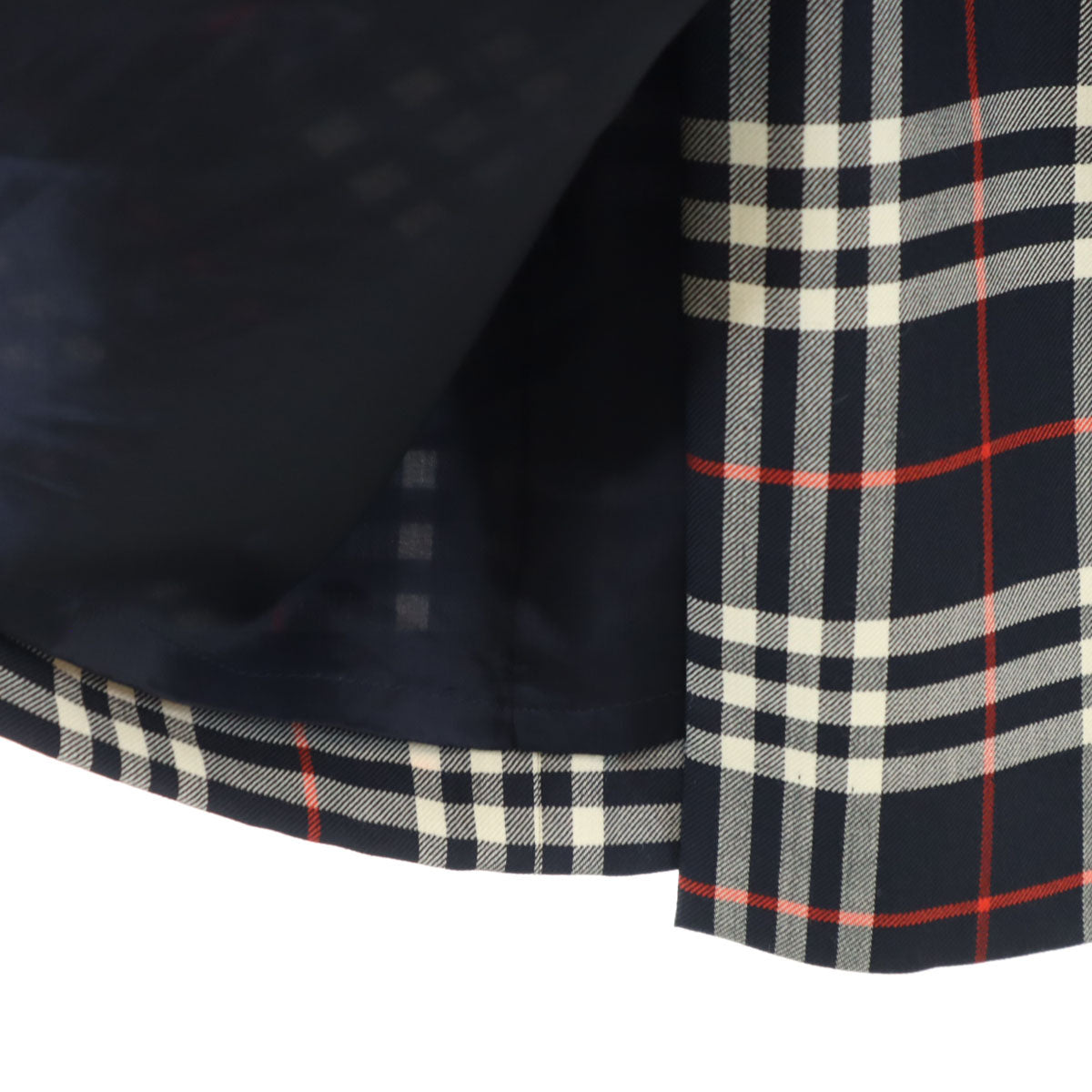 Burberrys バーバリーズ 90s ウール オールド チェック柄 ミディ丈 ラップスカート 40 ネイビー 三陽商会 レディース
