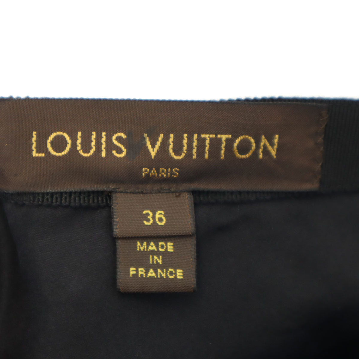 LOUIS VUITTON ルイヴィトン フランス製 シルクブレンド ミディ丈 異素材切替 スカート 36 黒系 レディース